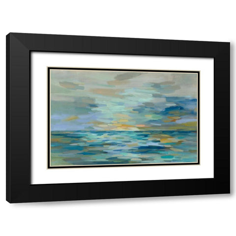 Pastel Blue Sea Black Modern Wood Framed Art Print with Double Matting by Vassileva, Silvia