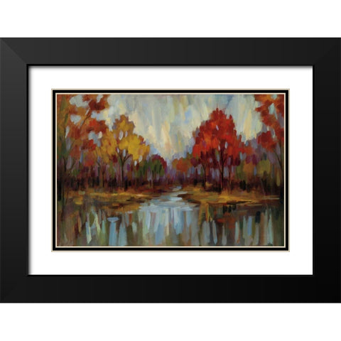 Fall Aquarelle Black Modern Wood Framed Art Print with Double Matting by Vassileva, Silvia