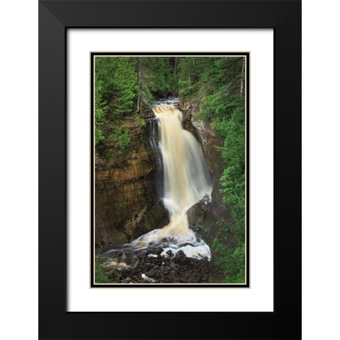 Miners Falls Michigan Black Modern Wood Framed Art Print with Double Matting by Majchrowicz, Alan