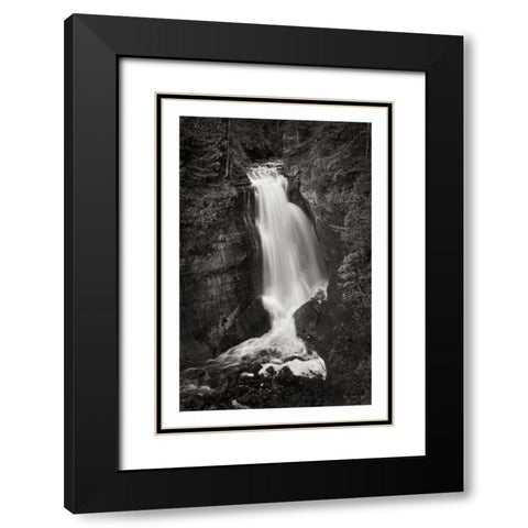 Miners Falls Michigan BW Black Modern Wood Framed Art Print with Double Matting by Majchrowicz, Alan