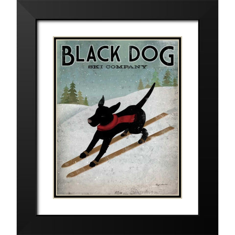 Black Dog Ski Black Modern Wood Framed Art Print with Double Matting by Fowler, Ryan