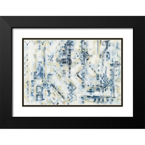Scattered Indigo Black Modern Wood Framed Art Print with Double Matting by Vassileva, Silvia