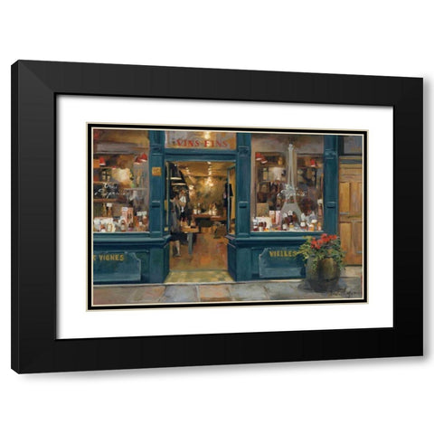 Parisian Wine Shop Black Modern Wood Framed Art Print with Double Matting by Hageman, Marilyn