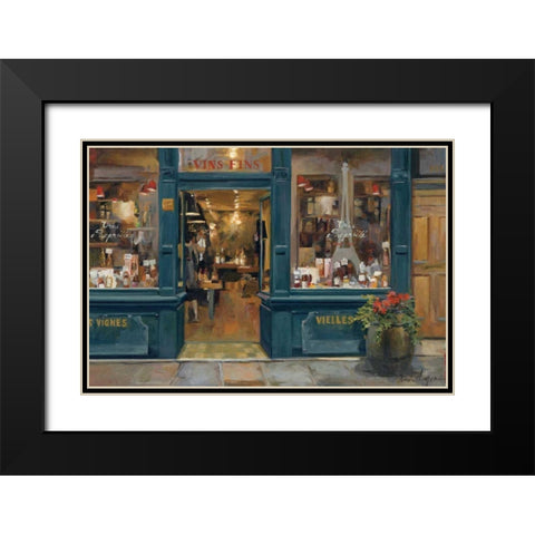 Parisian Wine Shop Black Modern Wood Framed Art Print with Double Matting by Hageman, Marilyn