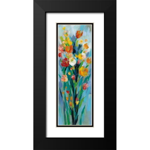 Tall Bright Flowers II Black Modern Wood Framed Art Print with Double Matting by Vassileva, Silvia