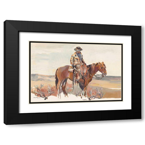Western Rider Warm Black Modern Wood Framed Art Print with Double Matting by Hageman, Marilyn