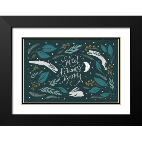 Sweet Dreams Bunny I Black Modern Wood Framed Art Print with Double Matting by Thorns, Becky