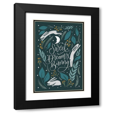 Sweet Dreams Bunny II Black Modern Wood Framed Art Print with Double Matting by Thorns, Becky