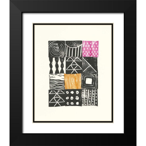 Block Print V Black Modern Wood Framed Art Print with Double Matting by Prahl, Courtney