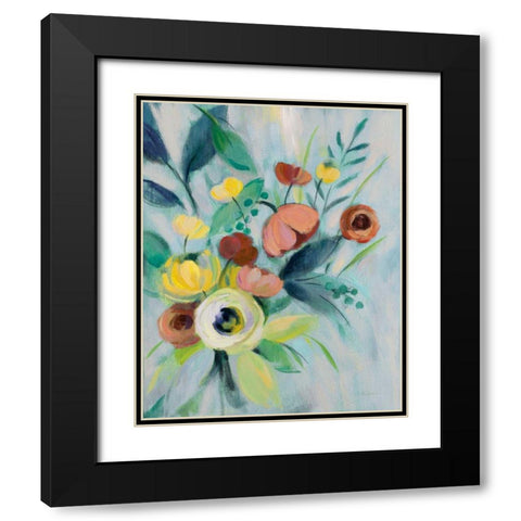 Colorful Elegant Floral I Black Modern Wood Framed Art Print with Double Matting by Vassileva, Silvia