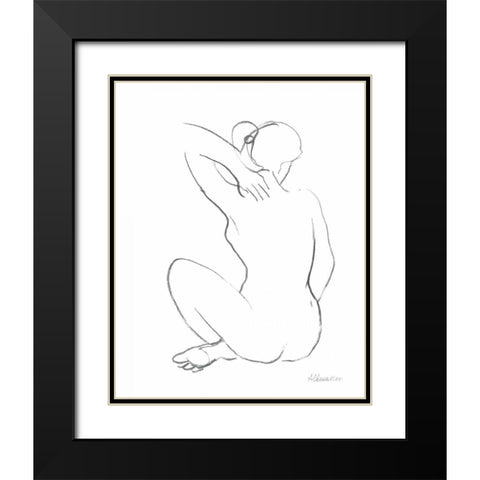 Nude Sketch I Black Modern Wood Framed Art Print with Double Matting by Hristova, Albena