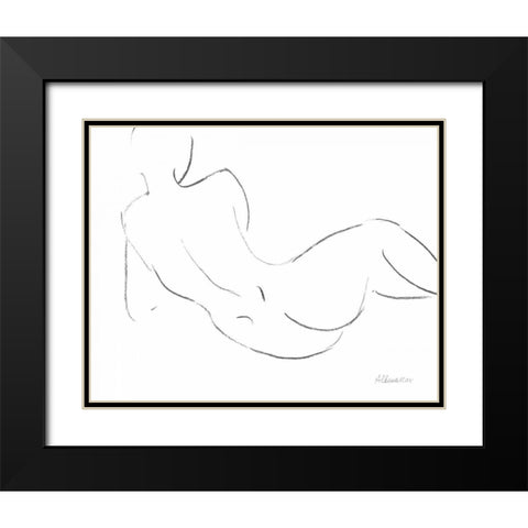 Nude Sketch III Black Modern Wood Framed Art Print with Double Matting by Hristova, Albena