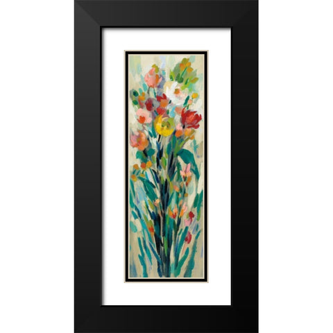 Tall Bright Flowers Cream I Black Modern Wood Framed Art Print with Double Matting by Vassileva, Silvia