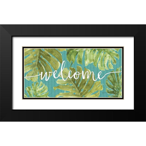 Mixed Greens Welcome Black Modern Wood Framed Art Print with Double Matting by Audit, Lisa