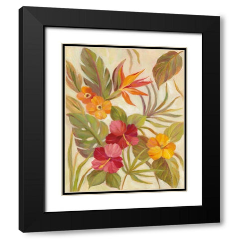 Coral Tropical Floral I Black Modern Wood Framed Art Print with Double Matting by Vassileva, Silvia