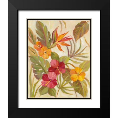 Coral Tropical Floral I Black Modern Wood Framed Art Print with Double Matting by Vassileva, Silvia