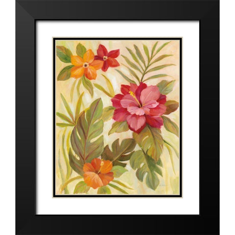 Coral Tropical Floral II Black Modern Wood Framed Art Print with Double Matting by Vassileva, Silvia