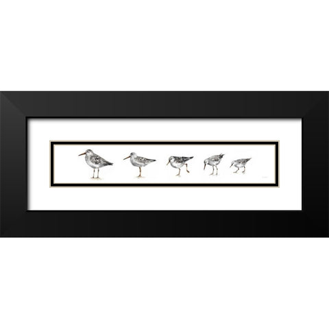 Pebbles and Sandpipers IX Gray No Words Border Black Modern Wood Framed Art Print with Double Matting by Audit, Lisa
