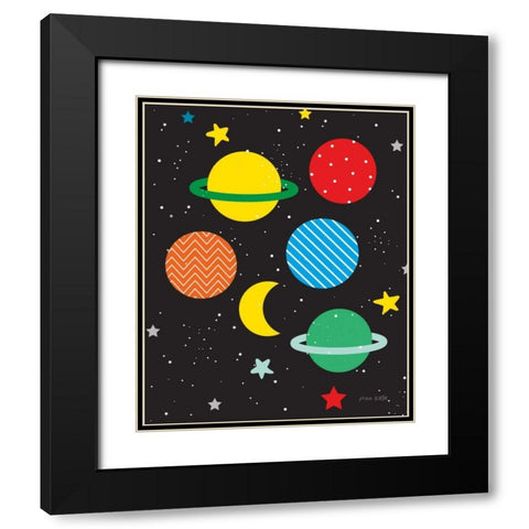 Outer Space Black Modern Wood Framed Art Print with Double Matting by Kelle, Ann