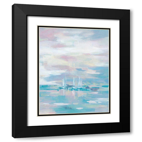 Blue Waves Crop Black Modern Wood Framed Art Print with Double Matting by Vassileva, Silvia