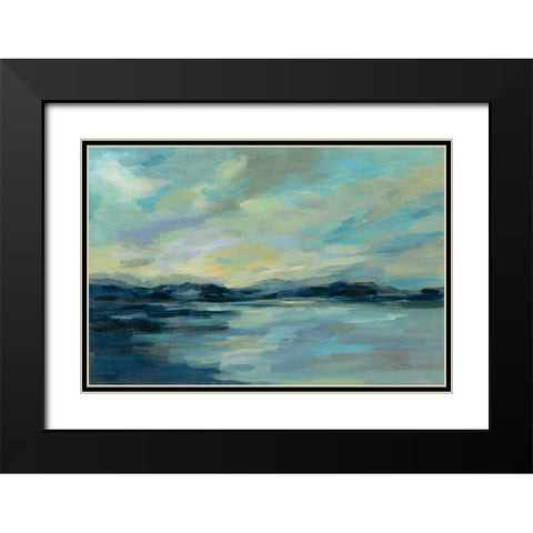 Indigo Sea Black Modern Wood Framed Art Print with Double Matting by Vassileva, Silvia