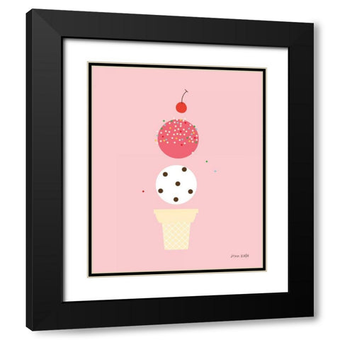 Ice Cream and Cherry II Black Modern Wood Framed Art Print with Double Matting by Kelle, Ann