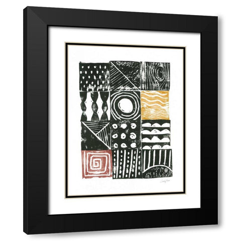 Block Print I Red Yellow Black Modern Wood Framed Art Print with Double Matting by Prahl, Courtney