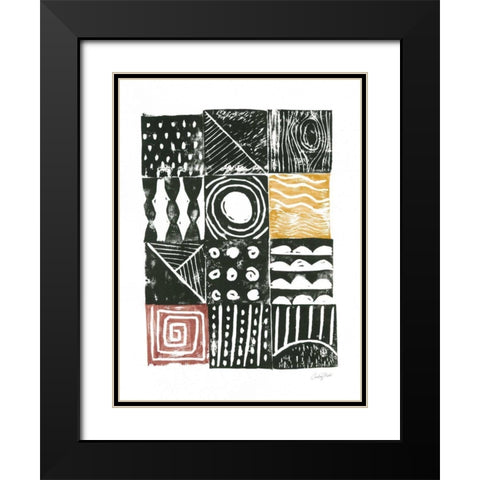 Block Print I Red Yellow Black Modern Wood Framed Art Print with Double Matting by Prahl, Courtney