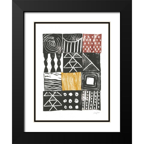 Block Print V Red Yellow Black Modern Wood Framed Art Print with Double Matting by Prahl, Courtney