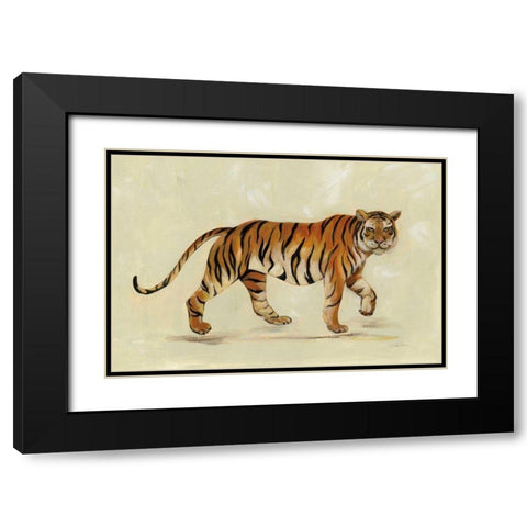 Walking Tiger Black Modern Wood Framed Art Print with Double Matting by Vassileva, Silvia