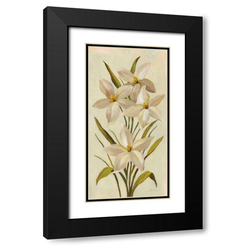 Elegant White Florals II Black Modern Wood Framed Art Print with Double Matting by Vassileva, Silvia