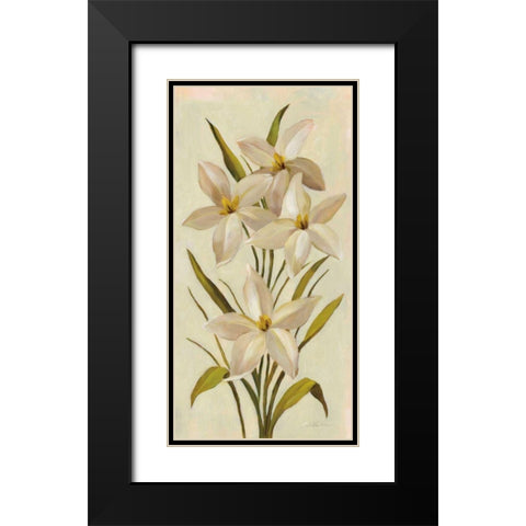 Elegant White Florals II Black Modern Wood Framed Art Print with Double Matting by Vassileva, Silvia