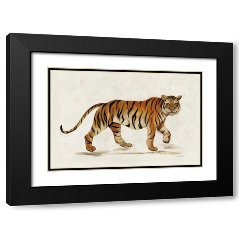 Walking Tiger Light Black Modern Wood Framed Art Print with Double Matting by Vassileva, Silvia
