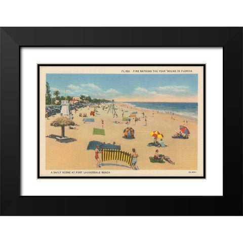 Beach Postcard I Black Modern Wood Framed Art Print with Double Matting by Wild Apple Portfolio