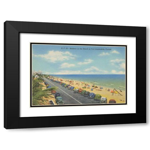 Beach Postcard II Black Modern Wood Framed Art Print with Double Matting by Wild Apple Portfolio