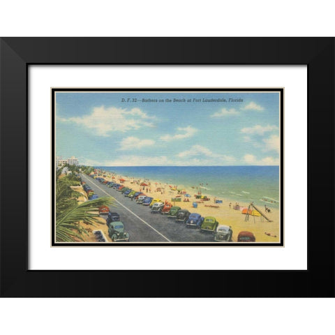 Beach Postcard II Black Modern Wood Framed Art Print with Double Matting by Wild Apple Portfolio