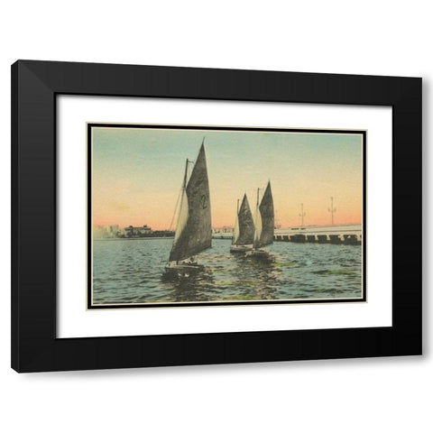 Florida Postcard I Black Modern Wood Framed Art Print with Double Matting by Wild Apple Portfolio