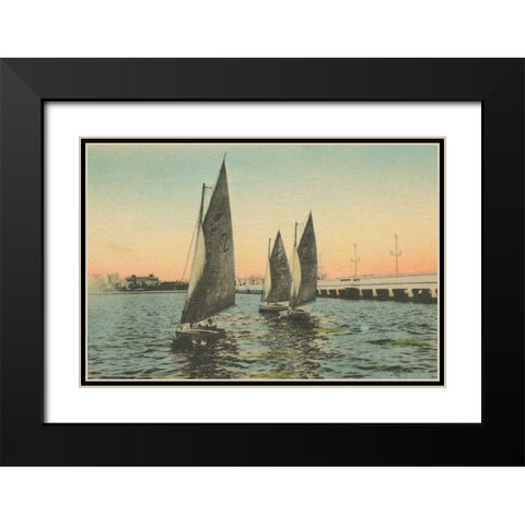 Florida Postcard I Black Modern Wood Framed Art Print with Double Matting by Wild Apple Portfolio