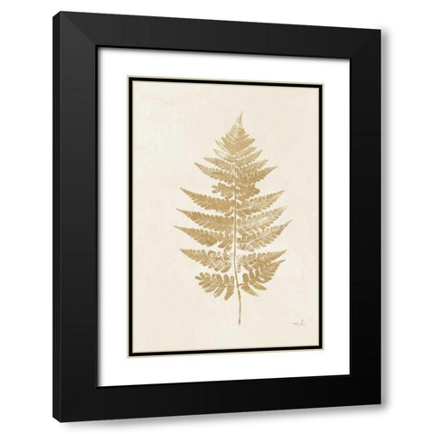 Fern Print I Gold No Shiplap Black Modern Wood Framed Art Print with Double Matting by Hershey, Moira