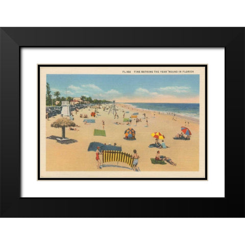 Beach Postcard I Plain Border Black Modern Wood Framed Art Print with Double Matting by Wild Apple Portfolio