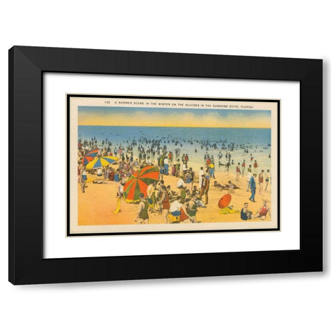 Beach Postcard IV Plain Border Black Modern Wood Framed Art Print with Double Matting by Wild Apple Portfolio