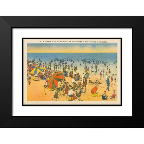 Beach Postcard IV Plain Border Black Modern Wood Framed Art Print with Double Matting by Wild Apple Portfolio
