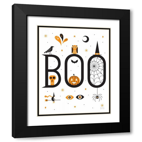 Boo Bright White Black Modern Wood Framed Art Print with Double Matting by Mullan, Michael