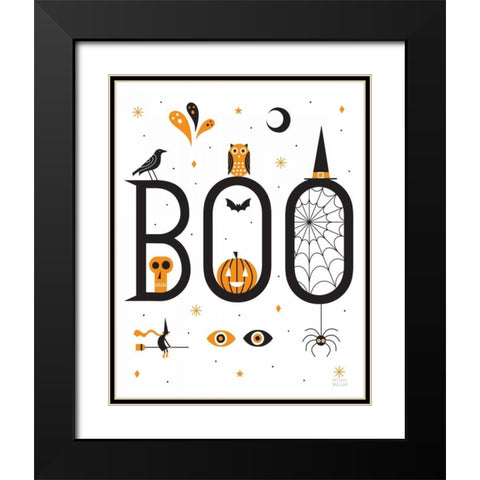 Boo Bright White Black Modern Wood Framed Art Print with Double Matting by Mullan, Michael