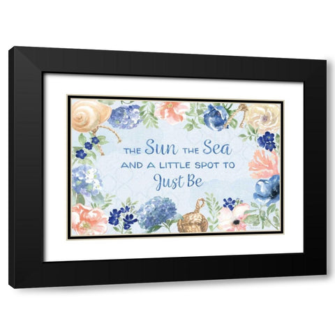 Coastline Botanical IV Blue Black Modern Wood Framed Art Print with Double Matting by Grove, Beth