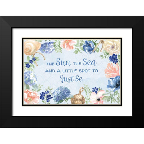 Coastline Botanical IV Blue Black Modern Wood Framed Art Print with Double Matting by Grove, Beth
