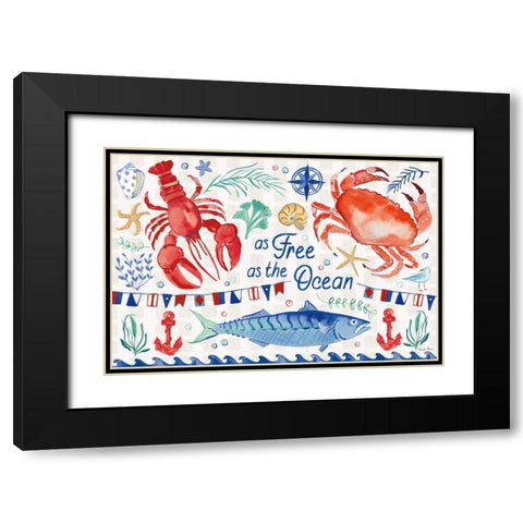 Maritime Delight I Black Modern Wood Framed Art Print with Double Matting by Zaman, Farida