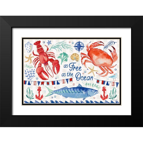 Maritime Delight I Black Modern Wood Framed Art Print with Double Matting by Zaman, Farida