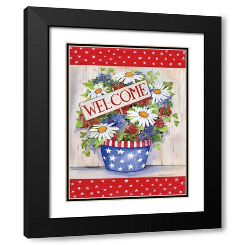 Patriotic Welcome Black Modern Wood Framed Art Print with Double Matting by McKenna, Kathleen Parr