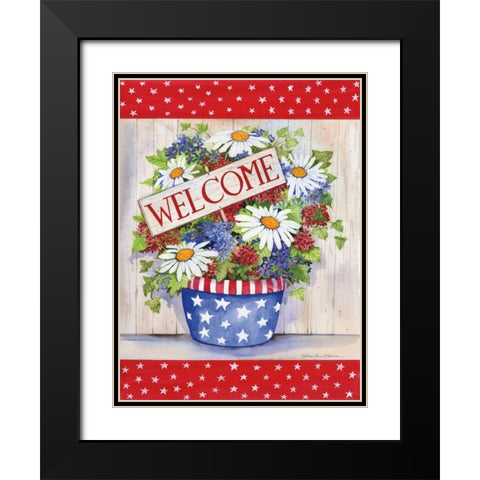 Patriotic Welcome Black Modern Wood Framed Art Print with Double Matting by McKenna, Kathleen Parr